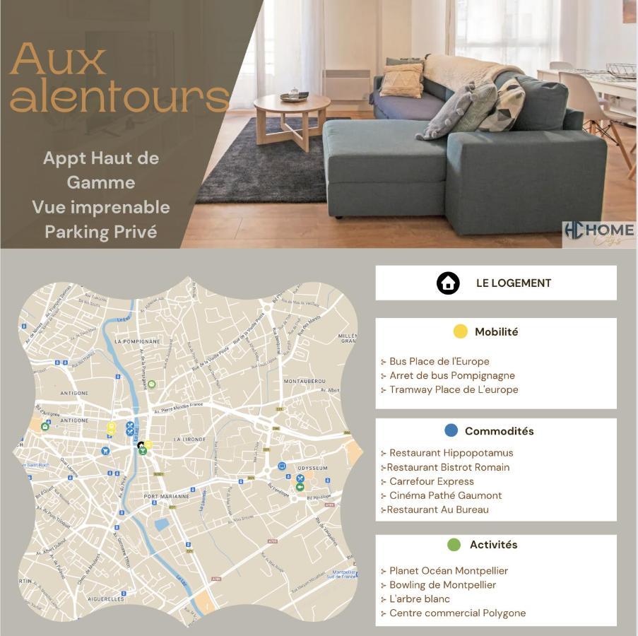 Appartement Cosy , Vue Imprenable, Parking Prive 蒙彼利埃 外观 照片